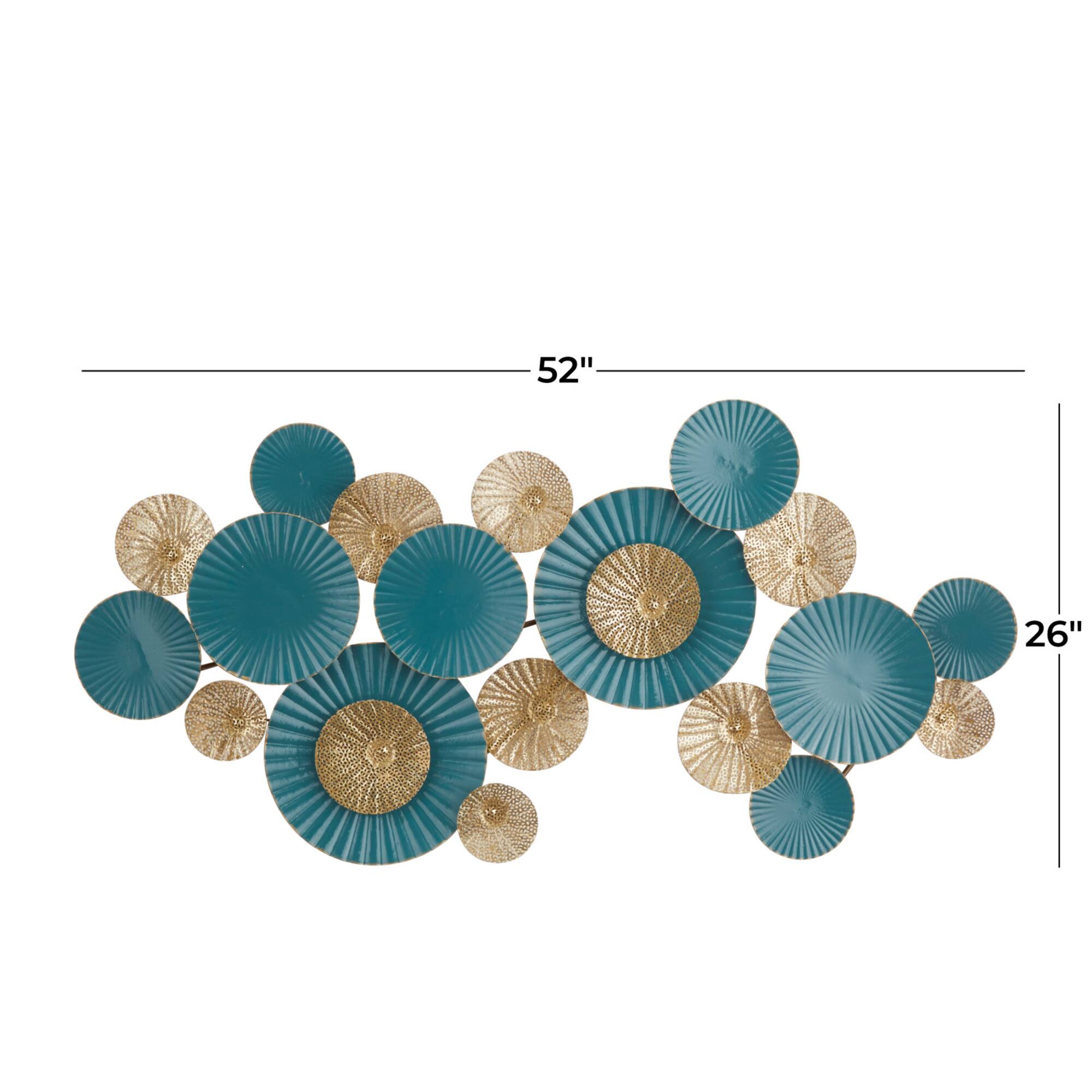 Aquamarine Metal Coastal Wall Decor, 26" x 52" x 3"